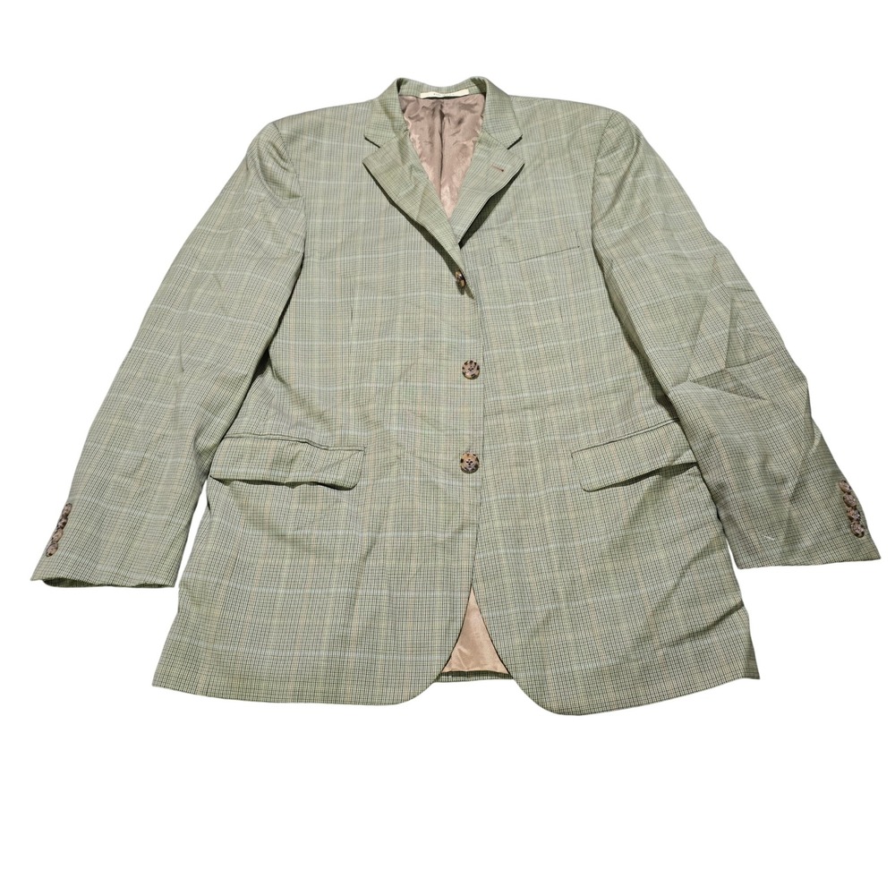 vintage Burberry Blazer Mens 42 Green Plaid Bond Street Wool Sport Coat USA